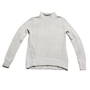 J.Crew Women’s 100% Cotton Mock Neck Sweater Gray Size Small Knit Pre Owned